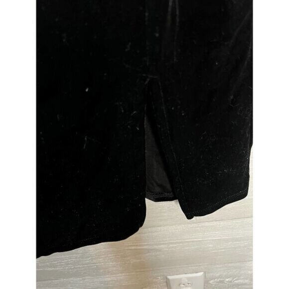 Forever 21‎ Velvet Black Mini Dress V Neck Side Slit Small - Picture 7 of 7